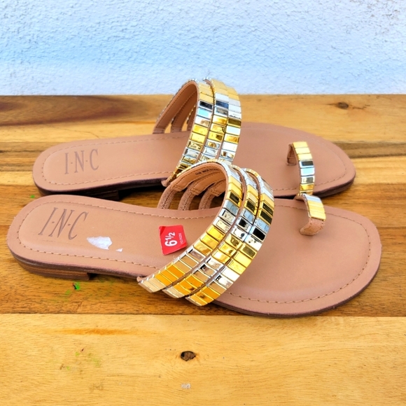 INC Jaylee Womens Embellished Toe Ring Slip-On Flat Sandals Size 6.5 - Picture 6 of 16